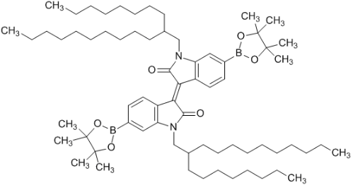 N,N'-双(2-辛基十二烷基)-6,6'-双(4,4,5,5-四甲基-1,3,2-二氧杂环戊硼烷-2-基)异靛-CAS:1563062-80-5