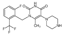 1-(2-氟-6-(三氟甲基)苄基)-6-甲基-5-(哌嗪-1-基)嘧啶-2,4(1H,3H)-二酮-CAS:1308380-33-7