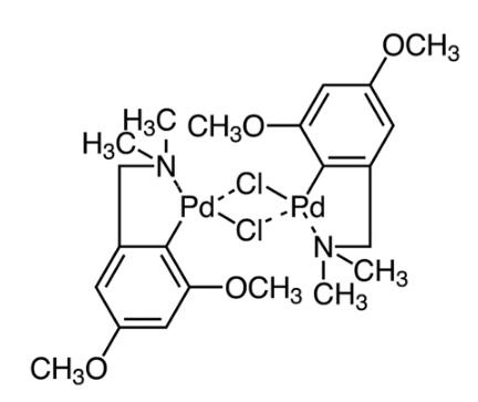 二-μ-氯代双[2-[(二甲基氨基)甲基]-4,6-二甲氧基苯基-C,N]二钯(II)-CAS:18987-71-8