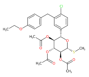 (2S,3S,4R,5S,6R)-2-[4-氯-3-(4-乙氧基苄基)苯基]-6-(甲硫基)四氢吡喃-3,4,5三基三乙酸酯-CAS:1018899-03-0