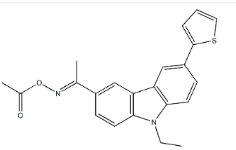 3-(1-乙酰氧基亚胺基)乙基-6-(2-噻吩甲酰基)-9-乙基咔唑-CAS:707542-91-4