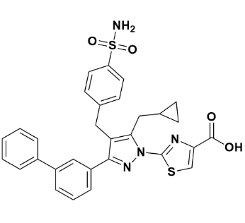 2-(3-([1,1'-联苯]-3-基)-5-(环丙基甲基)-4-(4-磺酰胺基苄基)-1H-吡唑-1-基)噻唑-4-羧酸-CAS:1964515-43-2
