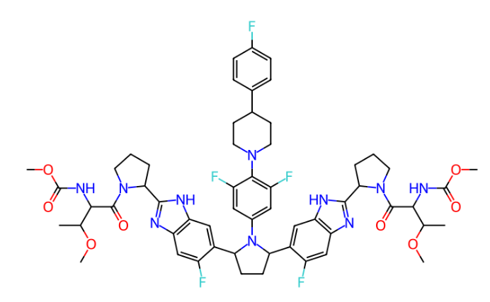 ((2S,2'S,3R,3'R)-((2S,2'S)-(((2R,5R)-1-(3,5-二氟-4-(4-(4-氟苯基)哌啶-1-基)苯基)吡咯烷-2,5-二基)双(5-氟-1H-苯并[d]咪唑-6,2-二基))双(吡咯烷-2,1-二基))双(3-甲氧基-1-氧代丁-1,2-二基))二氨基甲酸二甲酯-CAS:1353900-92-1